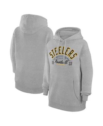 Starter Men's And Women's Heather Gray Pittsburgh Steelers Half Ball Team Fleece Pullover Hoodie