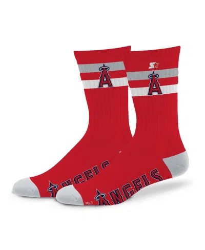 Starter Men's And Women's Los Angeles Angels Team Color Two-stripe Crew Socks In Red