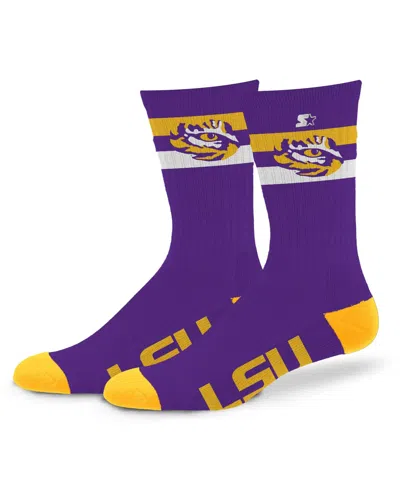 Starter Men's And Women's Lsu Tigers Team Color Two-stripe Crew Socks In Purple