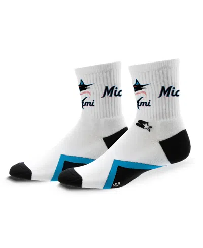 Starter Men's And Women's Miami Marlins Striker Mid-crew Socks In White