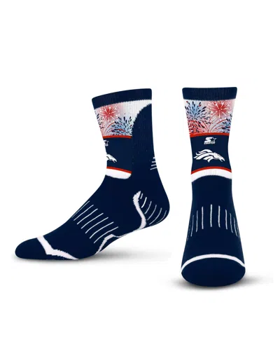Starter Men's And Women's Navy Denver Broncos Americana Fireworks Quarter-length Socks In Blue