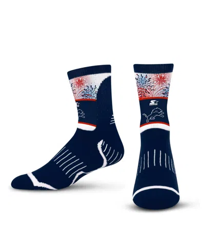 Starter Men's And Women's Navy Detroit Lions Americana Fireworks Quarter-length Socks In Multi