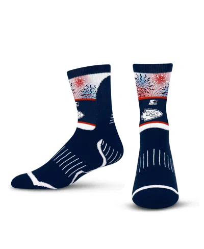 Starter Men's And Women's Navy Kansas City Chiefs Americana Fireworks Quarter-length Socks In Blue