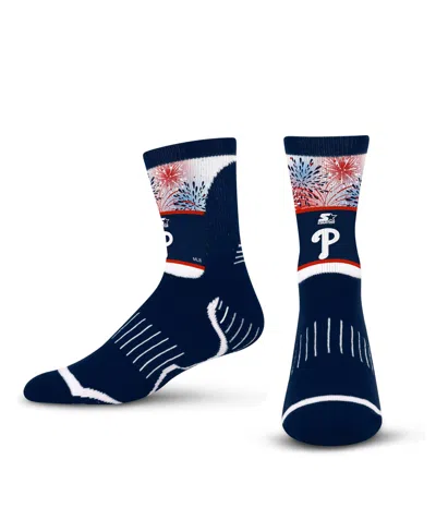 Starter Men's And Women's Navy Philadelphia Phillies Americana Fireworks Quarter-length Socks In Blue