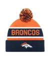 Starter Men's And Women's Navy/orange Denver Broncos Cuffed With Pom Knit Hat In Navy,orange