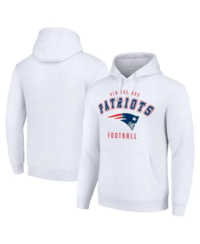 Starter Men's And Women's New England Patriots Midweight Logo Cotton-blend Pullover Hoodie In White