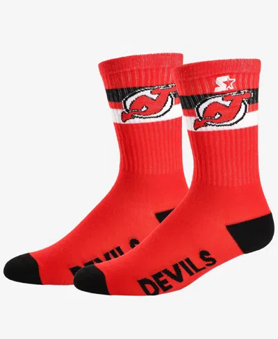 Starter Men's And Women's New Jersey Devils Team Color Two-stripe Crew Socks In Red