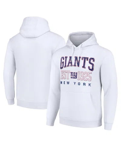 Starter Men's And Women's New York Giants Throwback Logo Distressed Pullover Hoodie In White