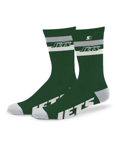 Starter Men's And Women's New York Jets Team Color Two-stripe Crew Socks In Green