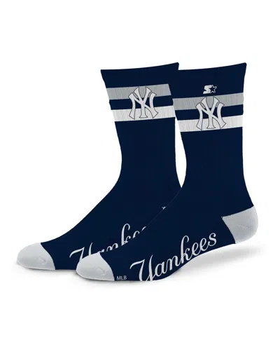Starter Men's And Women's New York Yankees Team Color Two-stripe Crew Socks In Navy