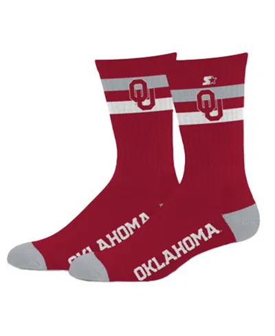 Starter Men's And Women's Oklahoma Sooners Team Color Two-stripe Crew Socks In Red