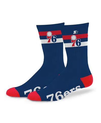 Starter Men's And Women's Philadelphia 76ers Team Color Two-stripe Crew Socks In Blue