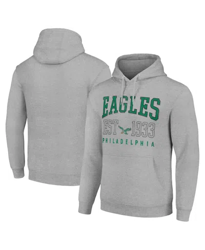 Starter Men's And Women's Philadelphia Eagles Distressed-screen-print Front-pocket Pullover Hoodie In Gray