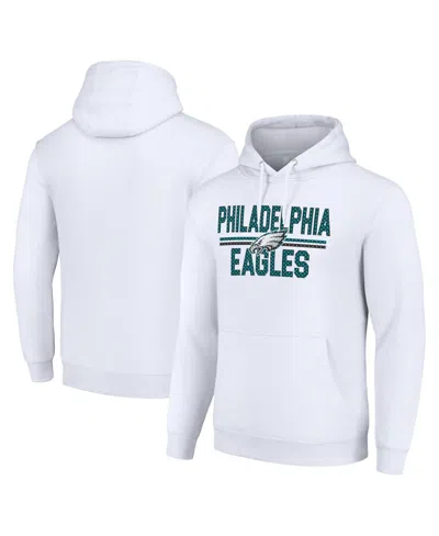 Starter Men's And Women's Philadelphia Eagles Mesh Print Graphic Kangaroo Pocket Pullover Hoodie In Brown