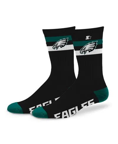 Starter Men's And Women's Philadelphia Eagles Team Color Two-stripe Crew Socks In Black