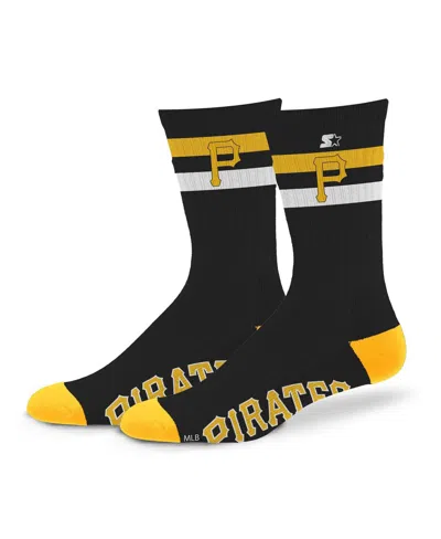 Starter Men's And Women's Pittsburgh Pirates Team Color Two-stripe Crew Socks In Black