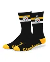 Starter Men's And Women's Pittsburgh Steelers Team Color Two-stripe Crew Socks In Black