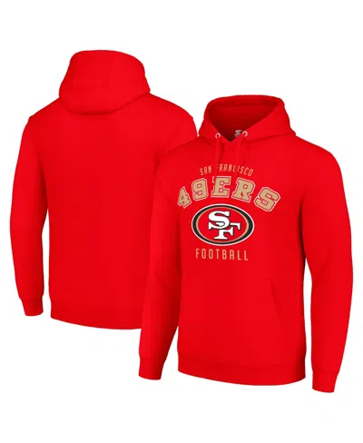 Starter Men's And Women's San Francisco 49ers Screen Print Pullover Hoodie In Red