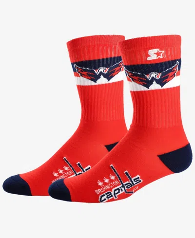 Starter Men's And Women's Washington Capitals Team Color Two-stripe Crew Socks In Red