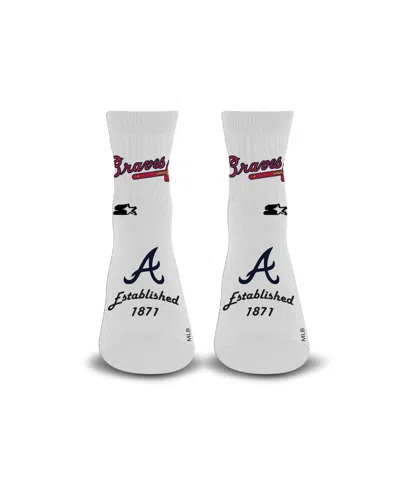 Starter Men's And Women's White Atlanta Braves Established Stencil Quarter Socks
