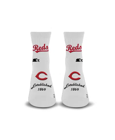Starter Men's And Women's White Cincinnati Reds Established Stencil Quarter Socks