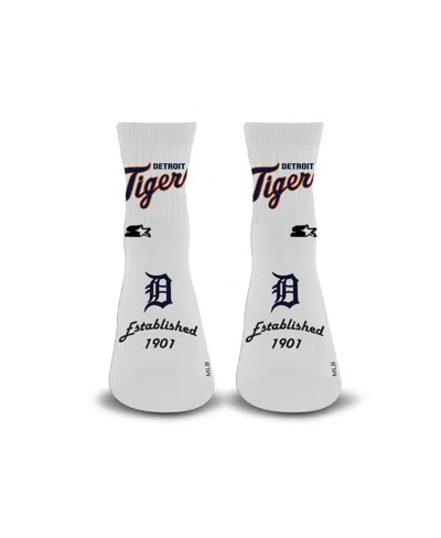 Starter Men's And Women's White Detroit Tigers Established Stencil Quarter Socks