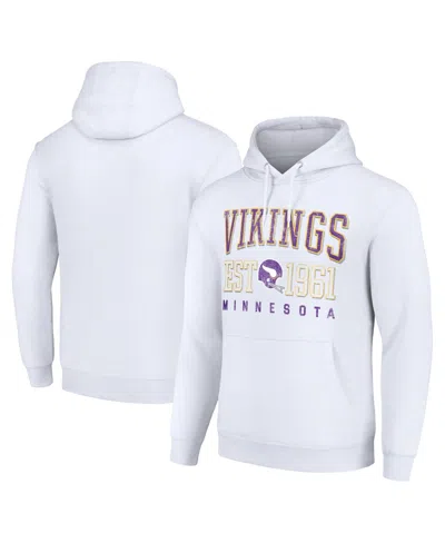 Starter Men's And Women's White Minnesota Vikings Throwback Logo Pullover Hoodie