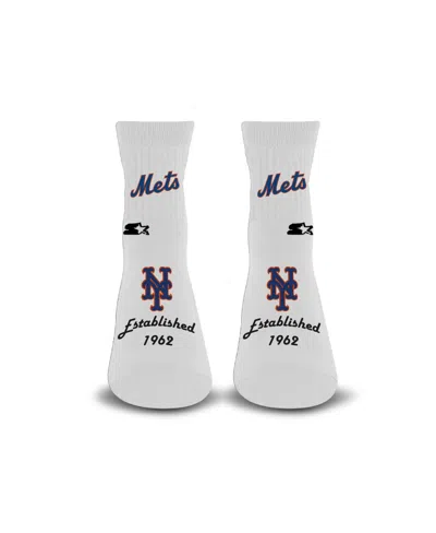 Starter Men's And Women's White New York Mets Established Stencil Quarter Socks