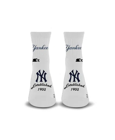 Starter Men's And Women's White New York Yankees Established Stencil Quarter Socks