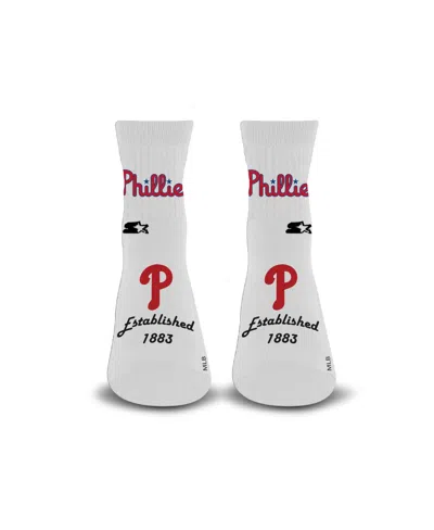 Starter Men's And Women's White Philadelphia Phillies Established Stencil Quarter Socks
