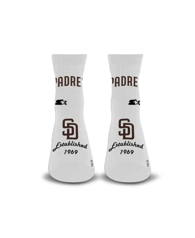 Starter Men's And Women's White San Diego Padres Established Stencil Quarter Socks