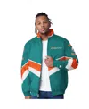 Starter Men's Aqua Miami Dolphins Captain Satin Varsity Jacket In Multi