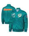 Starter Men's Aqua Miami Dolphins Exclusive Satin Full-snap Varsity Jacket In Aqua