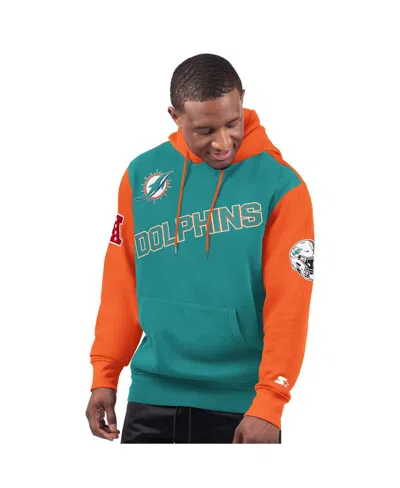Starter Men's Aqua Miami Dolphins Extreme Pullover Hoodie In Blue