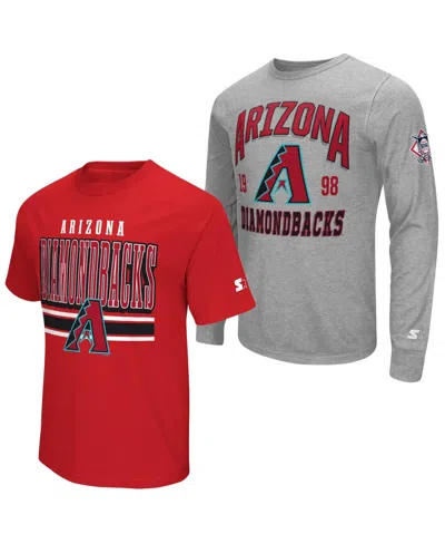 Starter Men's Arizona Diamondbacks Graphic Long-sleeve And Short-sleeve T-shirts, 2-piece Set In Multi