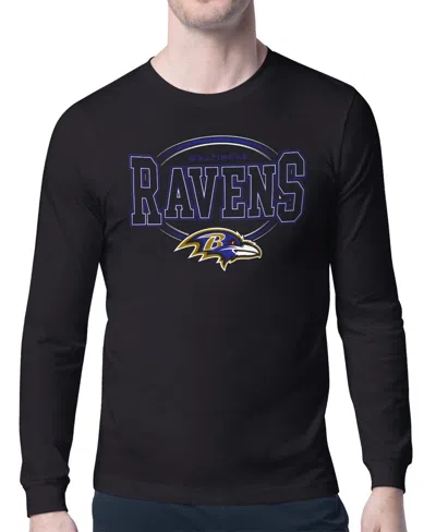Starter Men's Baltimore Ravens Team Track Long-sleeve Classic-fit T-shirt In Black