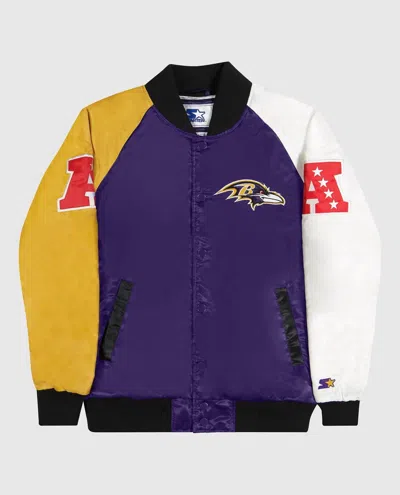 Starter Men's Baltimore Ravens Varsity Satin Full-snap Jacket In Purple