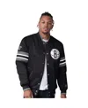 Starter Men's Black Brooklyn Nets Scout Varsity Satin Full-snap Jacket In Black