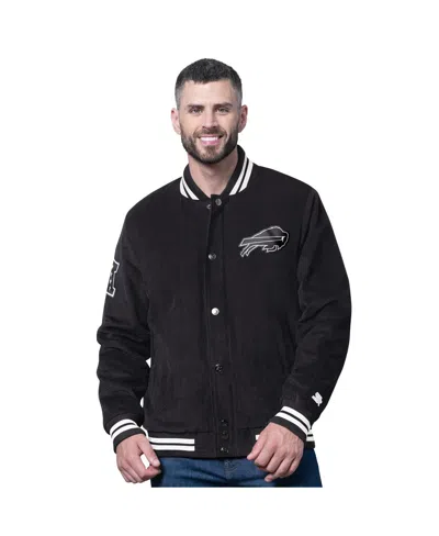 Starter Men's Black Buffalo Bills Blackout Corduroy Full-snap Varsity Jacket