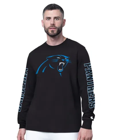 Starter Men's Black Carolina Panthers Clutch Hit Ii Long-sleeve T-shirt