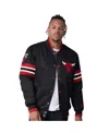 Starter Men's Black Chicago Bulls Scout Varsity Satin Full-snap Jacket In Black