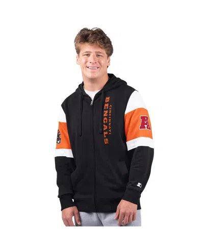 Starter Men's Black Cincinnati Bengals Extreme Full-zip Hoodie In Black,orange