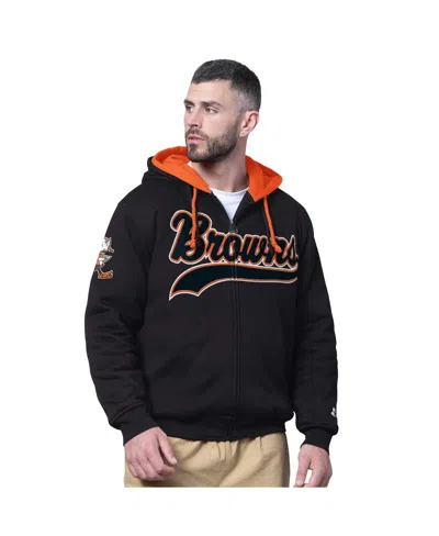 Starter Men's Black Cleveland Browns Big Shot Throwback Full-zip Double Hooded Jacket