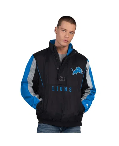 Starter Men's Black Detroit Lions Thursday Night Gridiron Half-zip Jacket