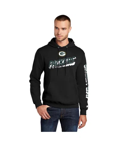 Starter Men's Black Green Bay Packers Wordmark Logo Pullover Hoodie