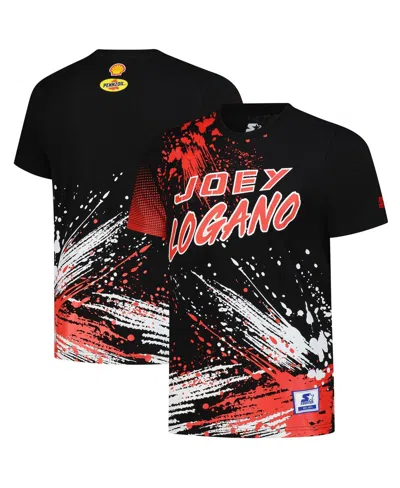 Starter Men's Black Joey Logano Touchdown Extreme T-shirt In Multi