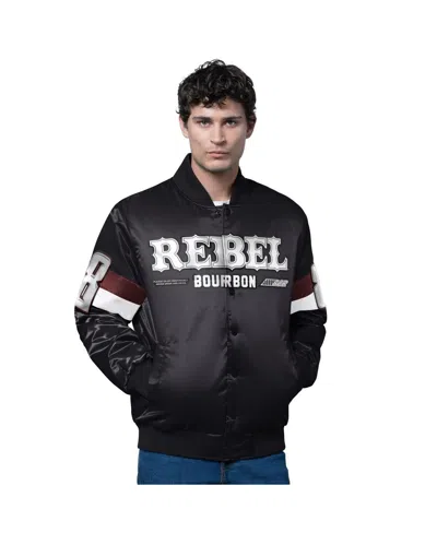 Starter Men's Black Kyle Busch Triple Option Satin Varsity Full-snap Jacket In Multi