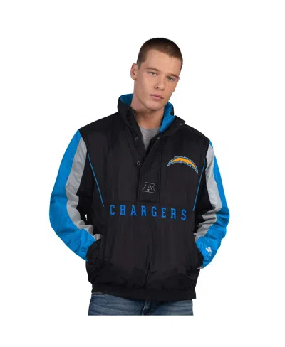 Starter Men's Black Los Angeles Chargers Thursday Night Gridiron Half-zip Jacket In Multi