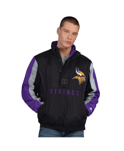 Starter Black Minnesota Vikings Thursday Night Gridiron Half-zip Jacket