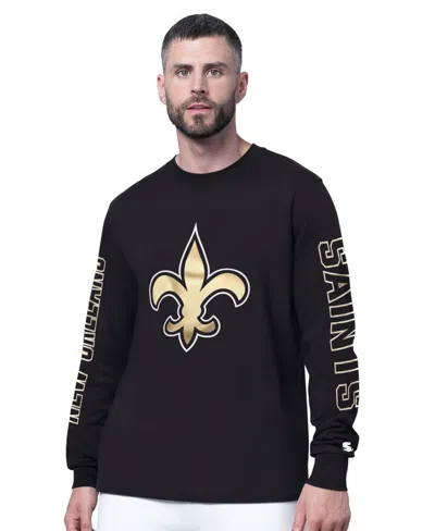 Starter Men's Black New Orleans Saints Clutch Hit Ii Long-sleeve T-shirt
